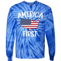 America First Donald Trump Gift 2024 Election Gift Tie-Dye Long Sleeve Shirt