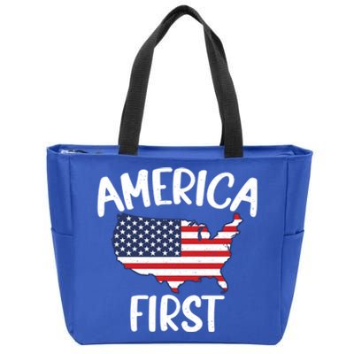 America First Donald Trump Gift 2024 Election Gift Zip Tote Bag