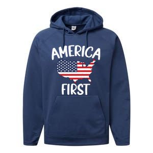 America First Donald Trump Gift 2024 Election Gift Performance Fleece Hoodie