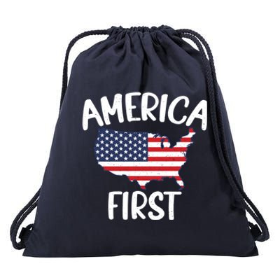 America First Donald Trump Gift 2024 Election Gift Drawstring Bag