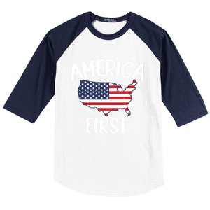 America First Donald Trump Gift 2024 Election Gift Baseball Sleeve Shirt