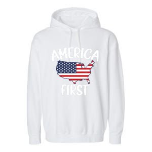 America First Donald Trump Gift 2024 Election Gift Garment-Dyed Fleece Hoodie