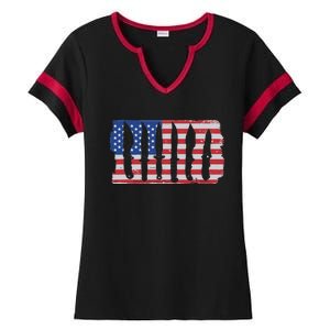 American Flag Different Kinds Of Knife Knife Collector Ladies Halftime Notch Neck Tee