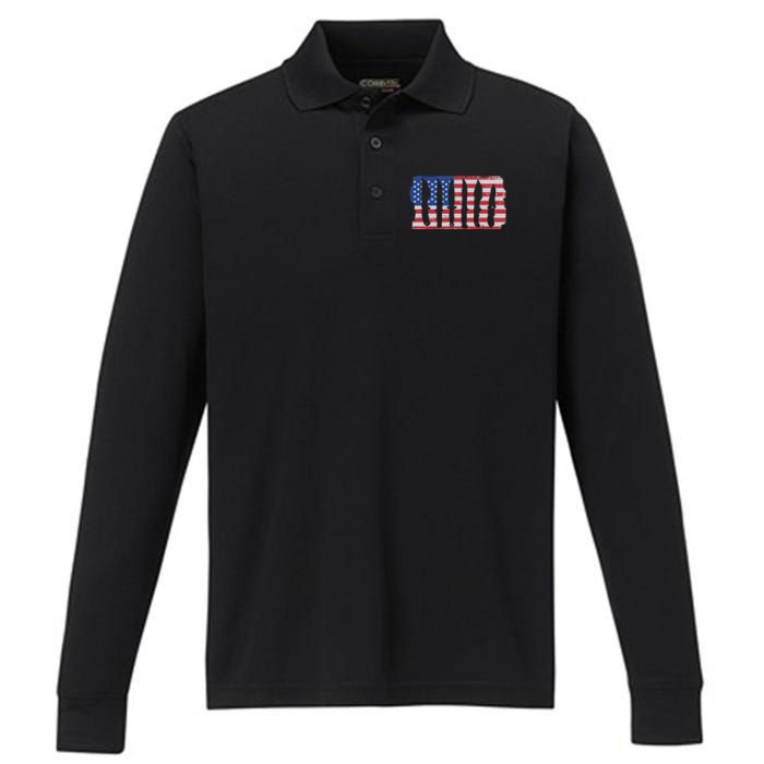 American Flag Different Kinds Of Knife Knife Collector Performance Long Sleeve Polo