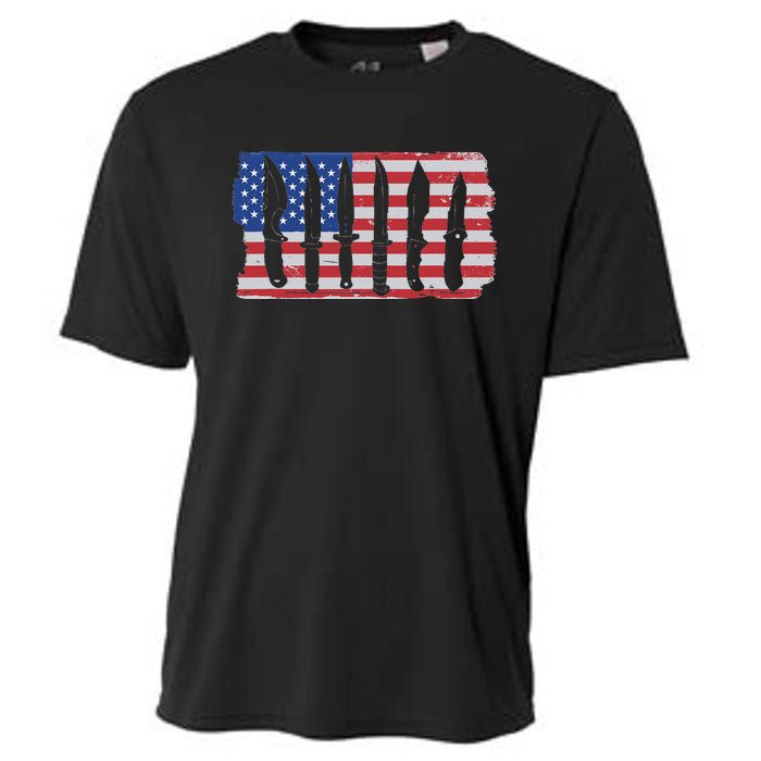 American Flag Different Kinds Of Knife Knife Collector Cooling Performance Crew T-Shirt