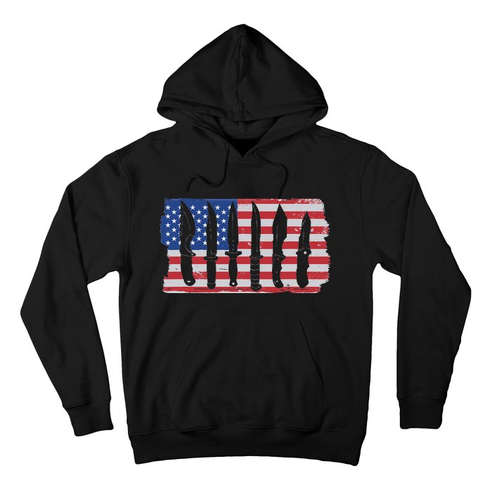 American Flag Different Kinds Of Knife Knife Collector Hoodie