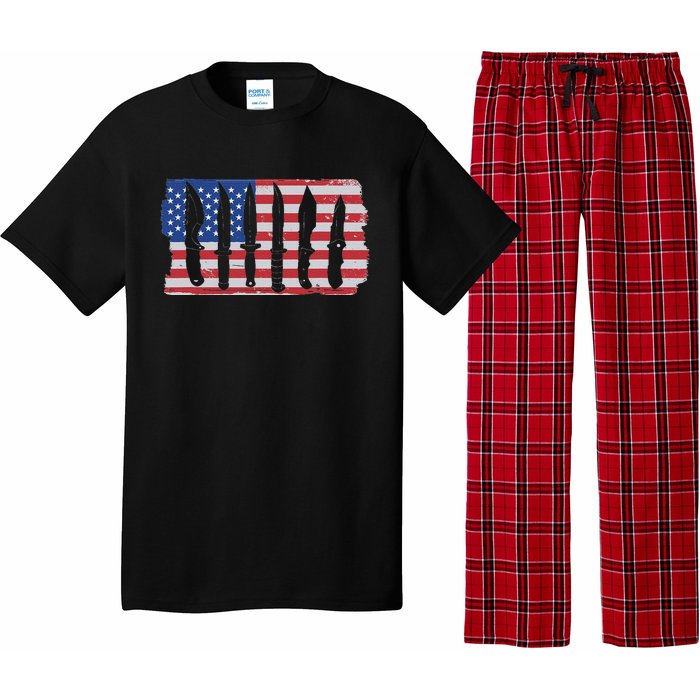 American Flag Different Kinds Of Knife Knife Collector Pajama Set