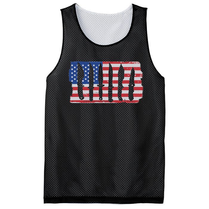 American Flag Different Kinds Of Knife Knife Collector Mesh Reversible Basketball Jersey Tank