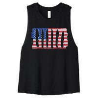 American Flag Different Kinds Of Knife Knife Collector Women's Racerback Cropped Tank