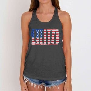 American Flag Different Kinds Of Knife Knife Collector Women's Knotted Racerback Tank