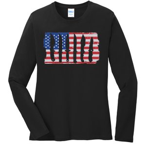 American Flag Different Kinds Of Knife Knife Collector Ladies Long Sleeve Shirt