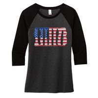 American Flag Different Kinds Of Knife Knife Collector Women's Tri-Blend 3/4-Sleeve Raglan Shirt