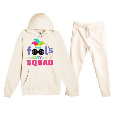 April Fools Day Squad Jester Hat Prank April 1 Premium Hooded Sweatsuit Set