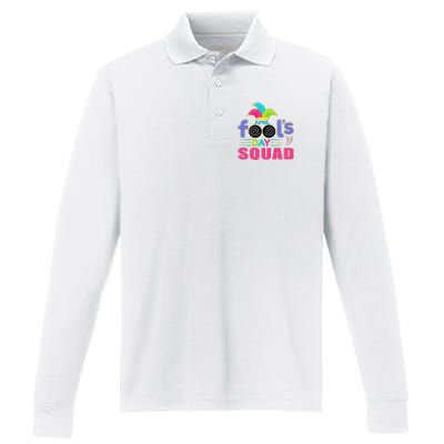 April Fools Day Squad Jester Hat Prank April 1 Performance Long Sleeve Polo