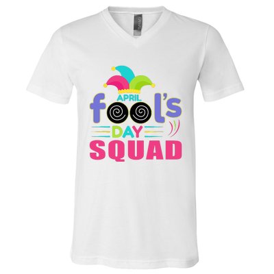 April Fools Day Squad Jester Hat Prank April 1 V-Neck T-Shirt