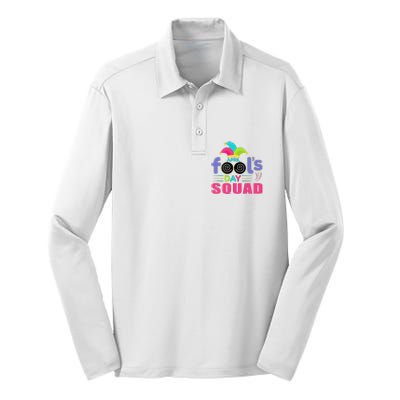 April Fools Day Squad Jester Hat Prank April 1 Silk Touch Performance Long Sleeve Polo