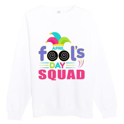 April Fools Day Squad Jester Hat Prank April 1 Premium Crewneck Sweatshirt