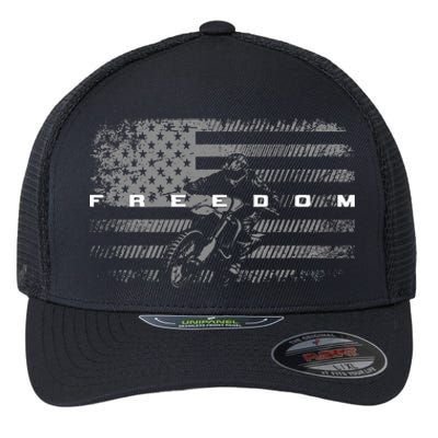 American Flag Dirt Bike Motocross Flexfit Unipanel Trucker Cap