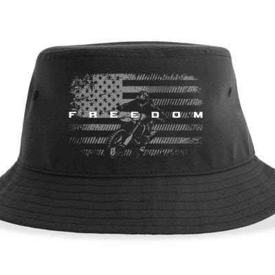 American Flag Dirt Bike Motocross Sustainable Bucket Hat