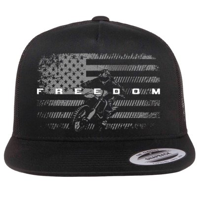 American Flag Dirt Bike Motocross Flat Bill Trucker Hat