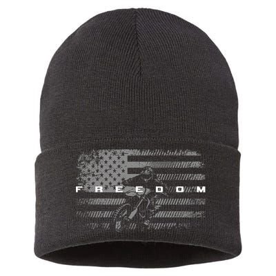 American Flag Dirt Bike Motocross Sustainable Knit Beanie