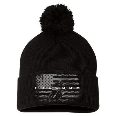 American Flag Dirt Bike Motocross Pom Pom 12in Knit Beanie