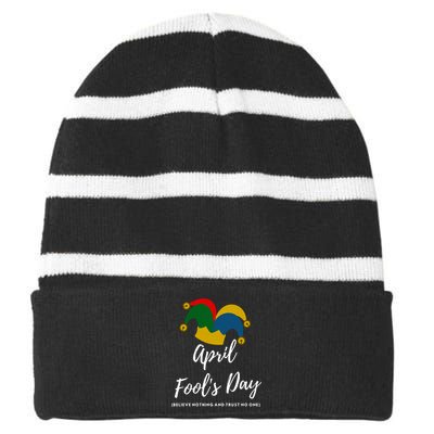 April Fools Day Striped Beanie with Solid Band