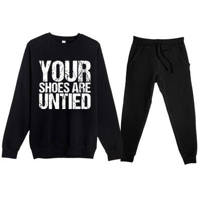 April Fools Day Your Shoes Are Untied Funny Premium Crewneck Sweatsuit Set