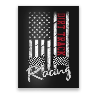 American Flag Dirt Track Racing Car Bike Driver Racer Gift Poster