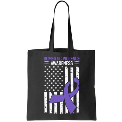 American Flag Domestic Violence Awareness Cool Purple Ribbon Bag