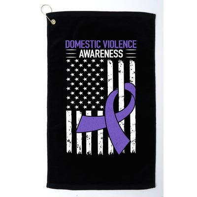 American Flag Domestic Violence Awareness Cool Purple Ribbon Golf Towel