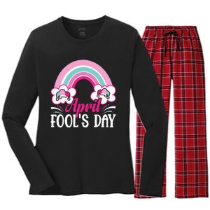 April Fool's Day funny April Fool Women's Long Sleeve Flannel Pajama Set 