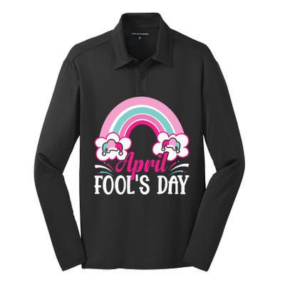 April Fool's Day funny April Fool Silk Touch Performance Long Sleeve Polo