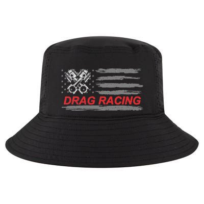 American Flag Drag Racing Car Lover Gift Idea Mm Cool Comfort Performance Bucket Hat