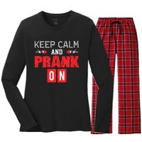 April Fools Day Keep Calm and Prank On Women's Long Sleeve Flannel Pajama Set 