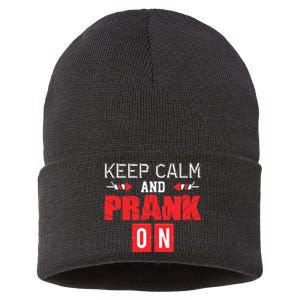 April Fools Day Keep Calm and Prank On Sustainable Knit Beanie