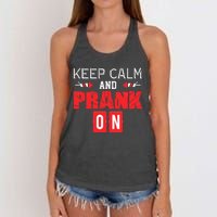 April Fools Day Keep Calm and Prank On Women's Knotted Racerback Tank