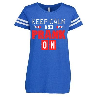 April Fools Day Keep Calm and Prank On Enza Ladies Jersey Football T-Shirt