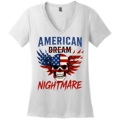American Flag Dream Nightmare Women's V-Neck T-Shirt