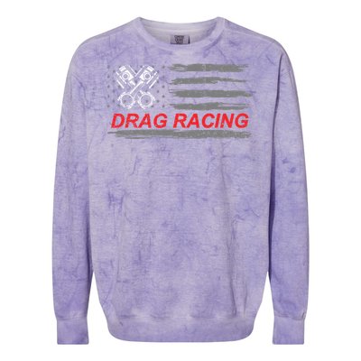 American Flag Drag Racing Car Lover Colorblast Crewneck Sweatshirt