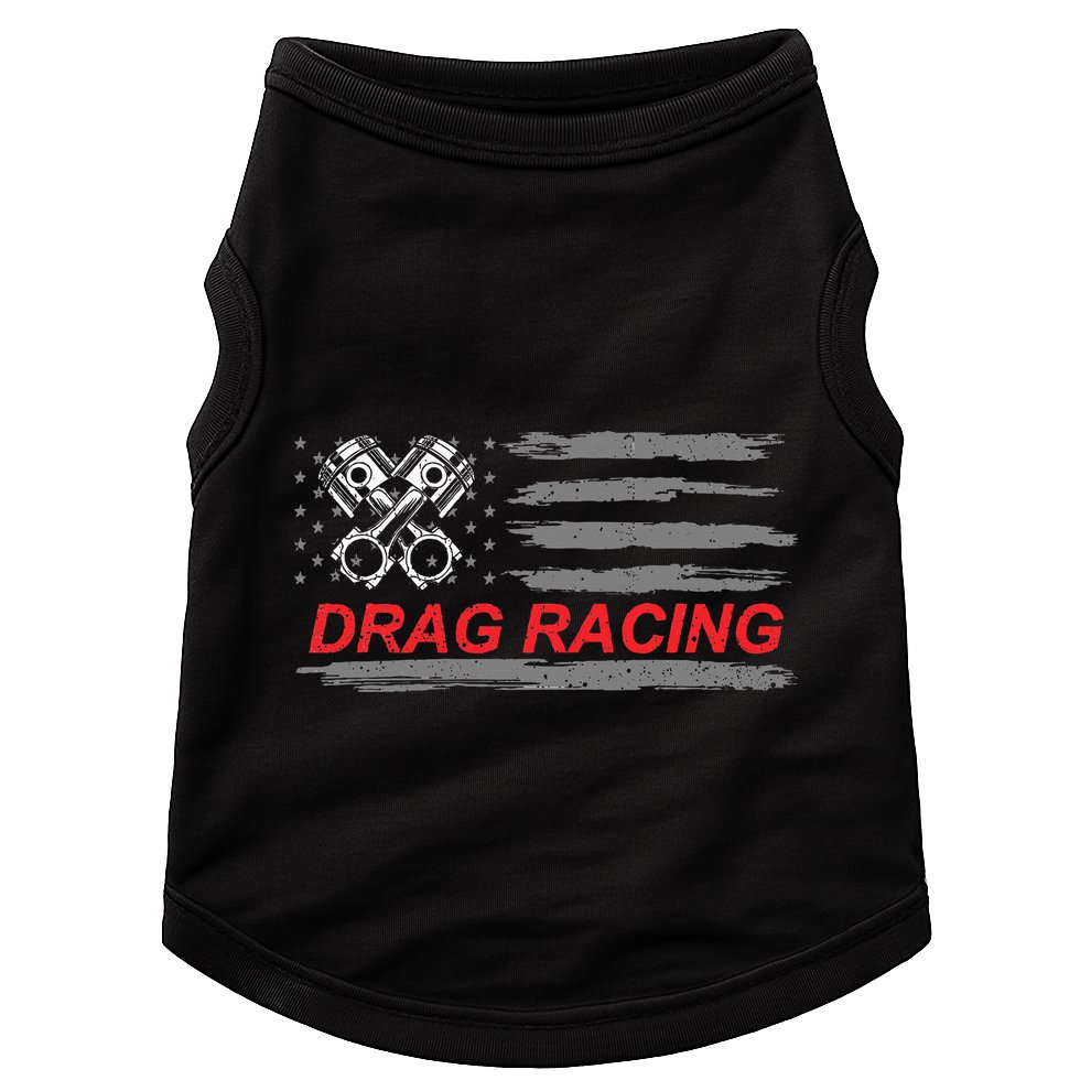 American Flag Drag Racing Car Lover Doggie Tank