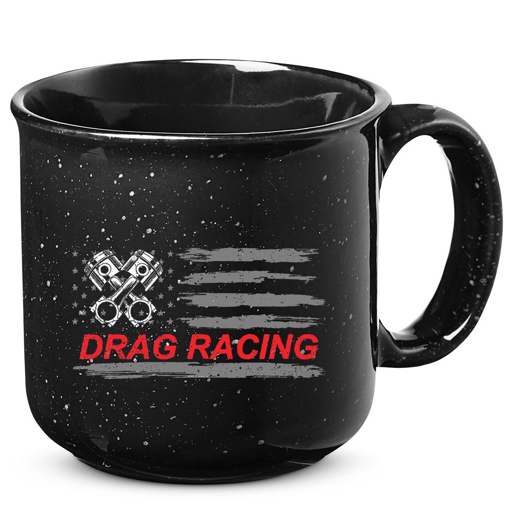 American Flag Drag Racing Car Lover 15oz Campfire Ceramic Mug