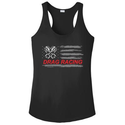 American Flag Drag Racing Car Lover Ladies PosiCharge Competitor Racerback Tank