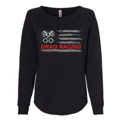 American Flag Drag Racing Car Lover Womens California Wash Sweatshirt