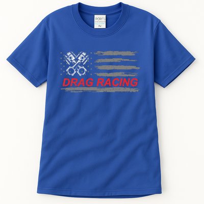 American Flag Drag Racing Car Lover Tall T-Shirt