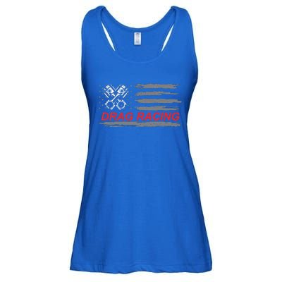 American Flag Drag Racing Car Lover Ladies Essential Flowy Tank