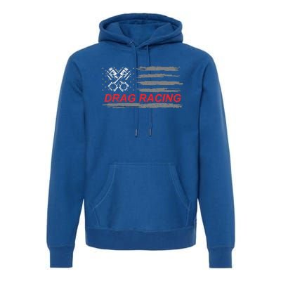 American Flag Drag Racing Car Lover Premium Hoodie