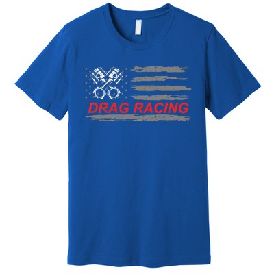 American Flag Drag Racing Car Lover Premium T-Shirt