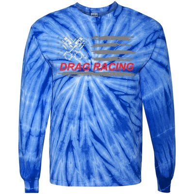 American Flag Drag Racing Car Lover Tie-Dye Long Sleeve Shirt