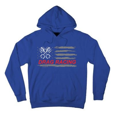 American Flag Drag Racing Car Lover Tall Hoodie